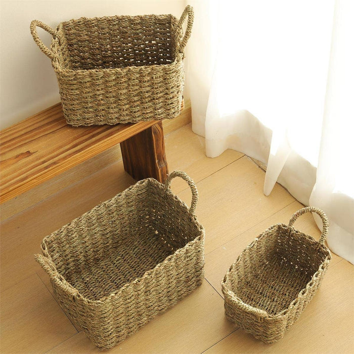 Truu Design Set/3 Storage Baskets with Handles,Natural Grass