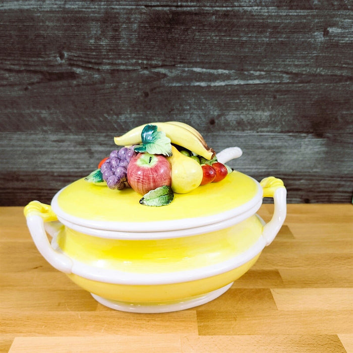 Tureen Arnart Harvest Collection Fruit Design with Lid and Ladle Made in Japan