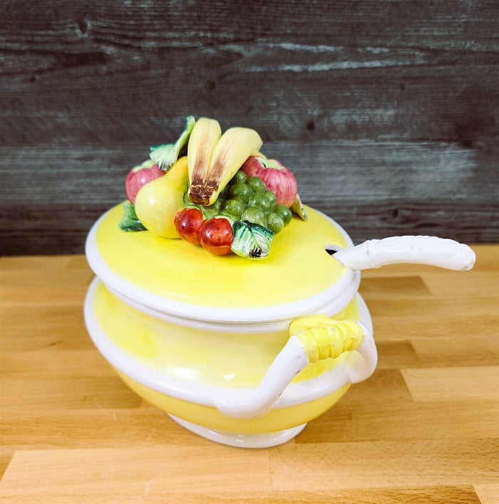 Tureen Arnart Harvest Collection Fruit Design with Lid and Ladle Made in Japan