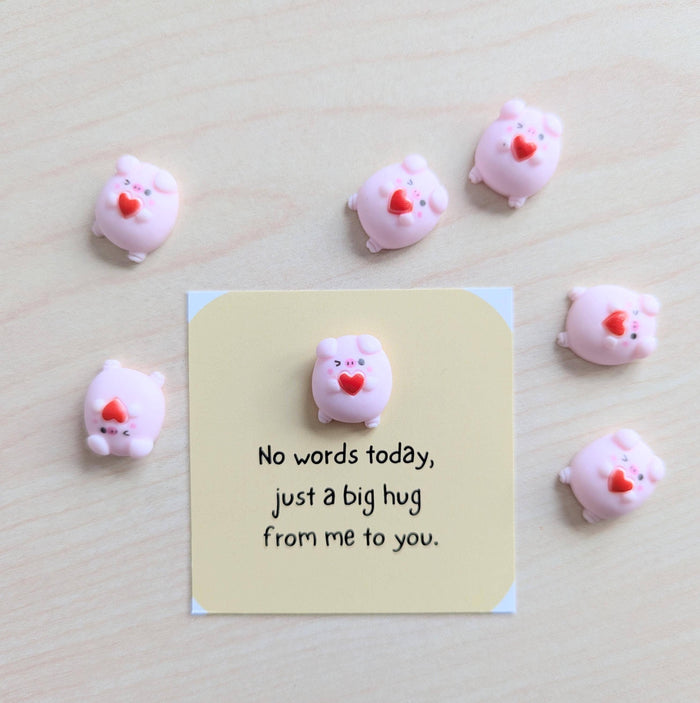 UPLIFTED INK Big Hug Tiny Card - Mini Pig Holding Heart Comfort Gift