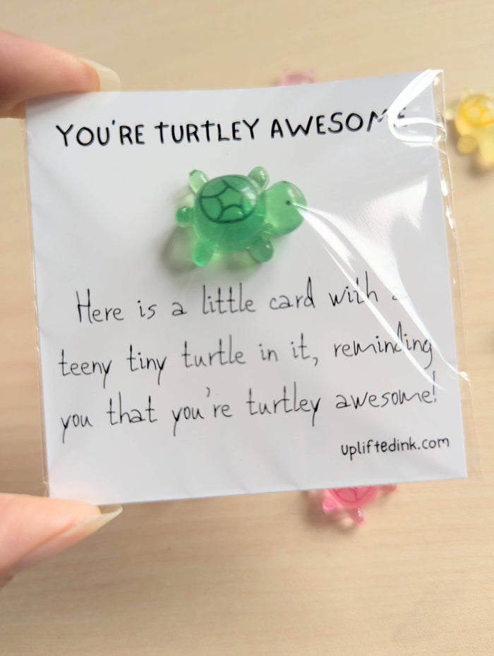 UPLIFTED INK Turtley Awesome Card & Turtle Figurine with Personal Note