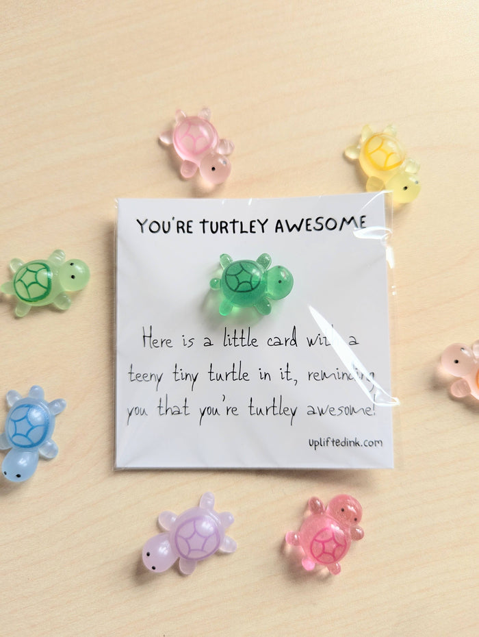 UPLIFTED INK Turtley Awesome Card & Turtle Figurine with Personal Note