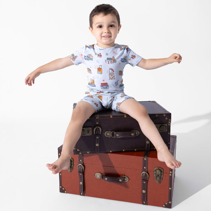 Vintage Suitcases Bamboo Kids Pajama Short Set