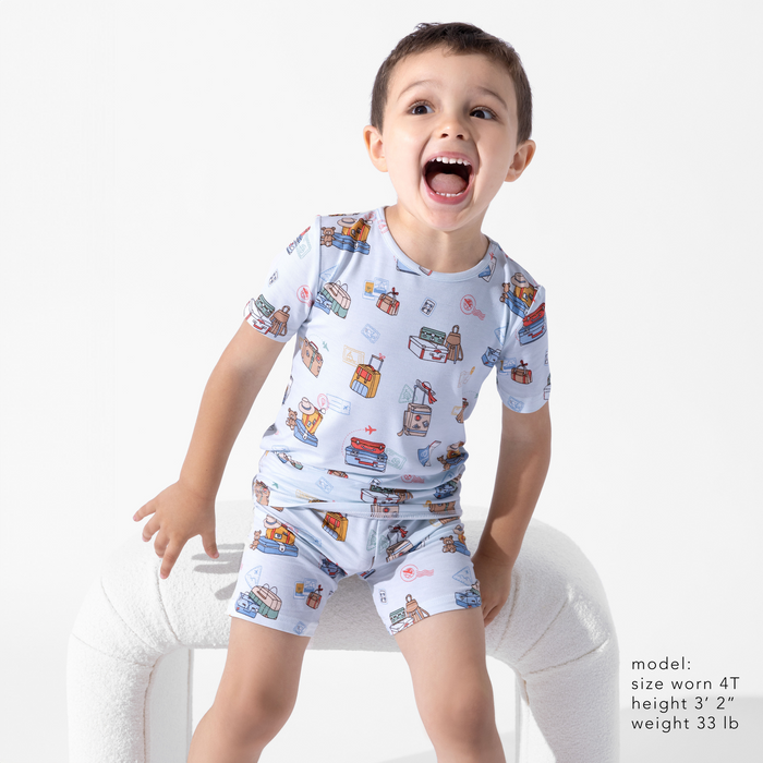 Vintage Suitcases Bamboo Kids Pajama Short Set