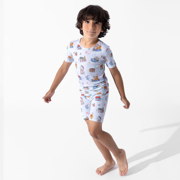 Vintage Suitcases Bamboo Kids Pajama Short Set