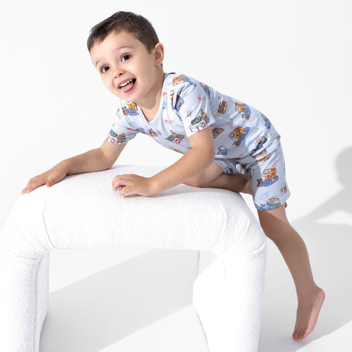 Vintage Suitcases Bamboo Kids Pajama Short Set