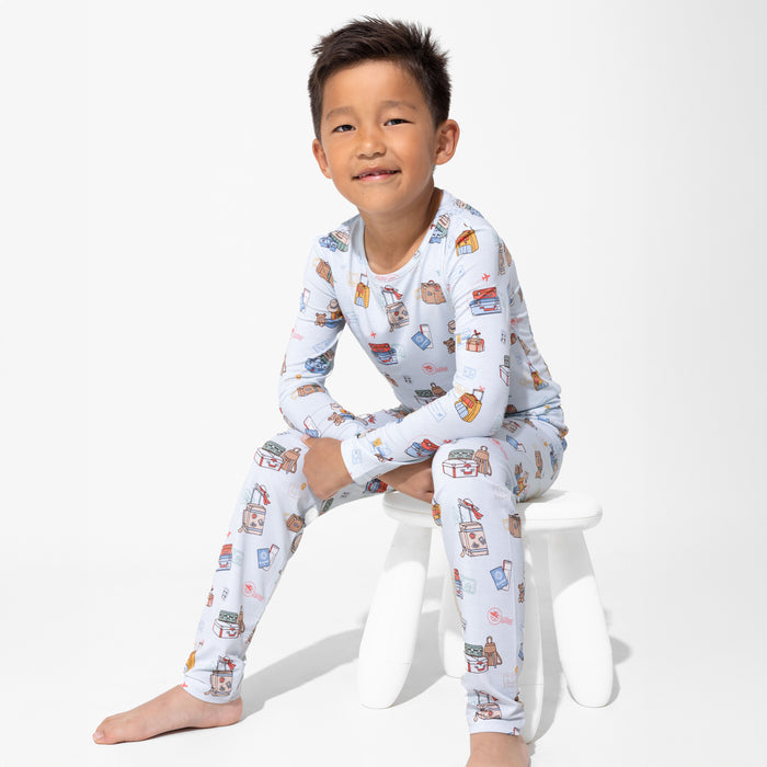 Vintage Suitcases Bamboo Kids Pajamas