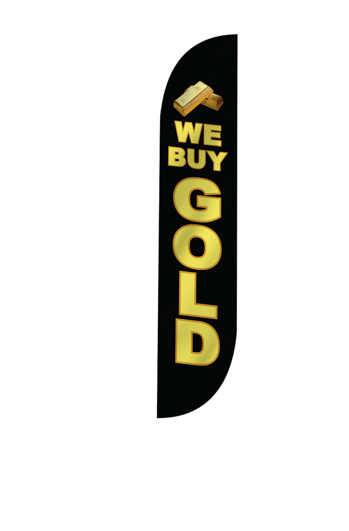 We Buy Gold Feather Flag Black