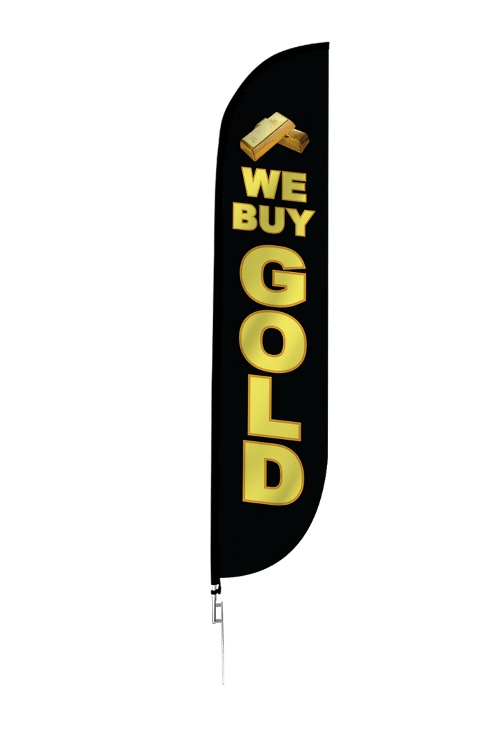 We Buy Gold Feather Flag Black