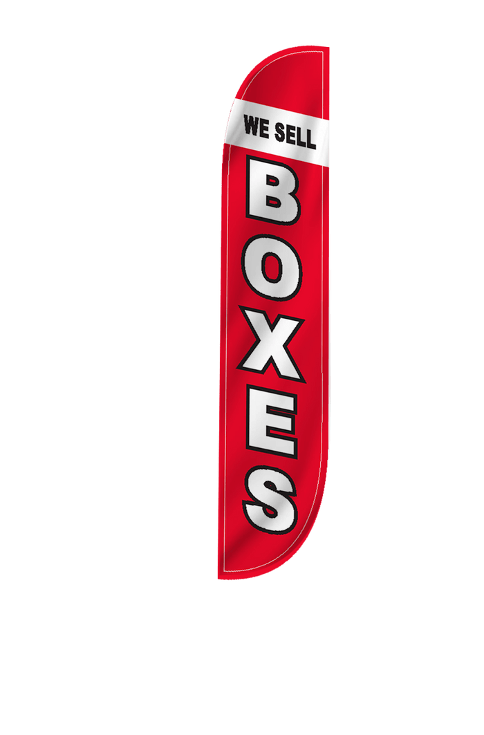 We Sell Boxes Feather Flag Red