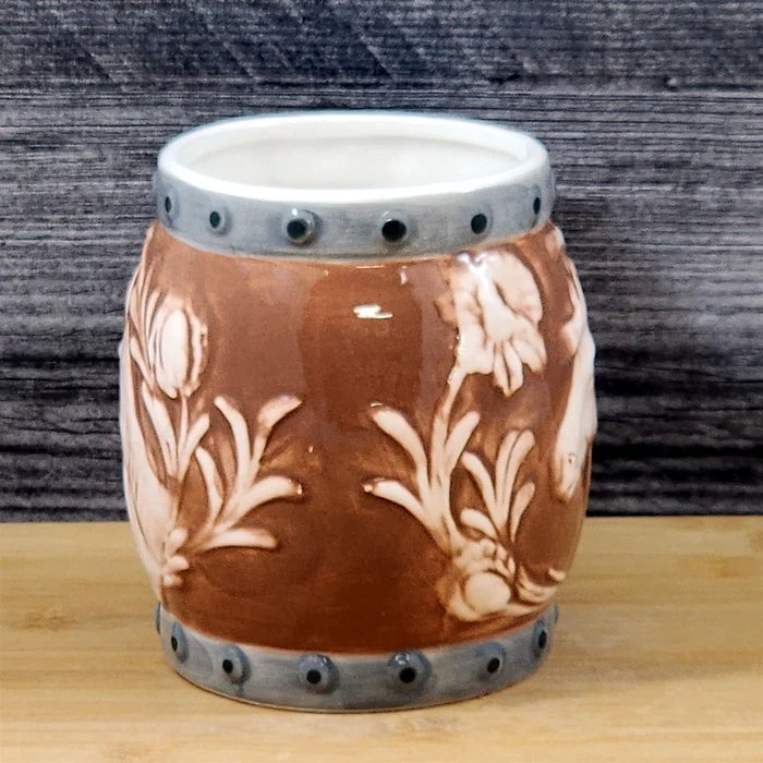 Western Horse Coffee Mug 3D Ceramic Horseshoe Tea Cup Blue Sky Embossed