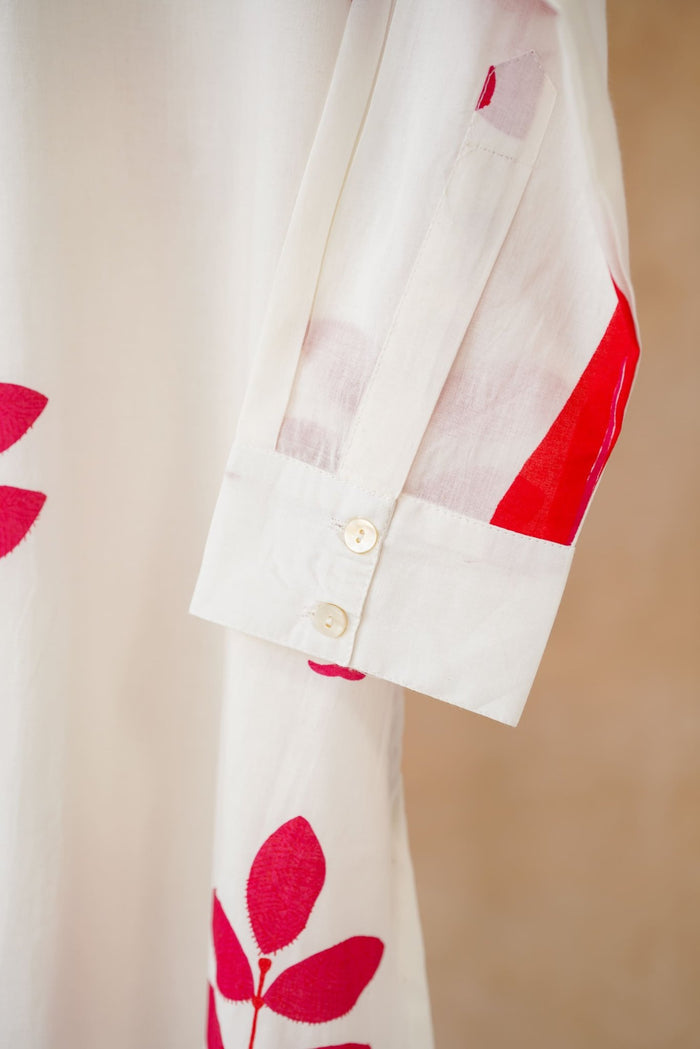 White Botanical Print Kurta - Tara - C - Tara