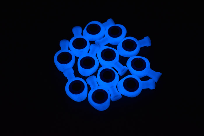 White Glow Blue - W/Blue Eyes & W/Large Knot Hole - 12 Pack