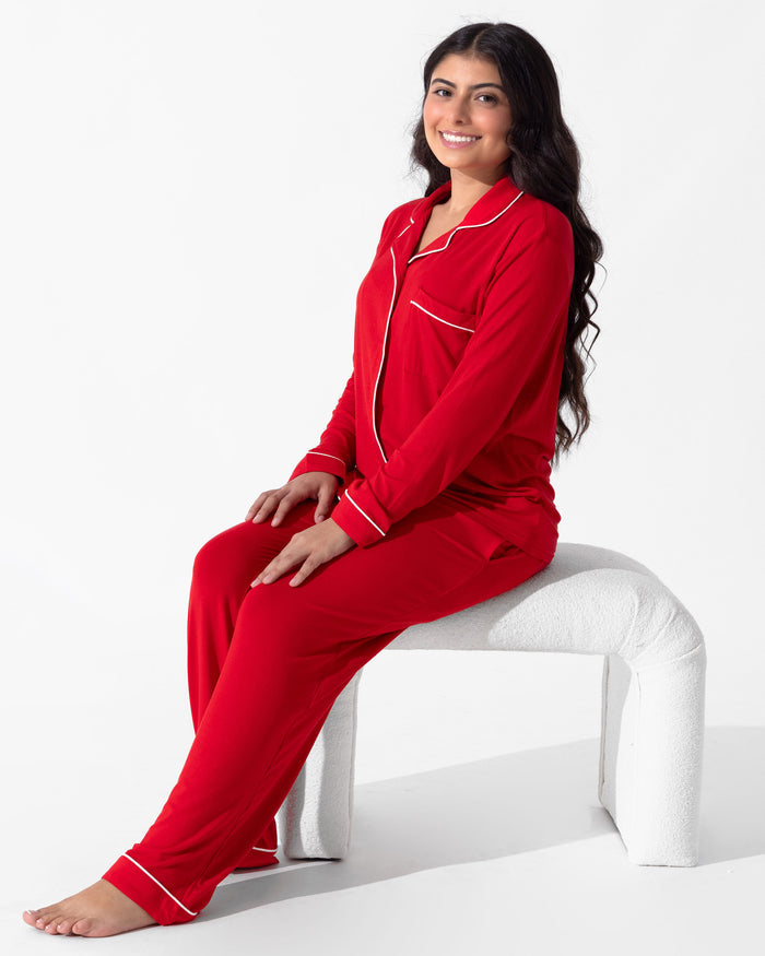 Winterberry Red Bamboo Women's Trim PJ Set