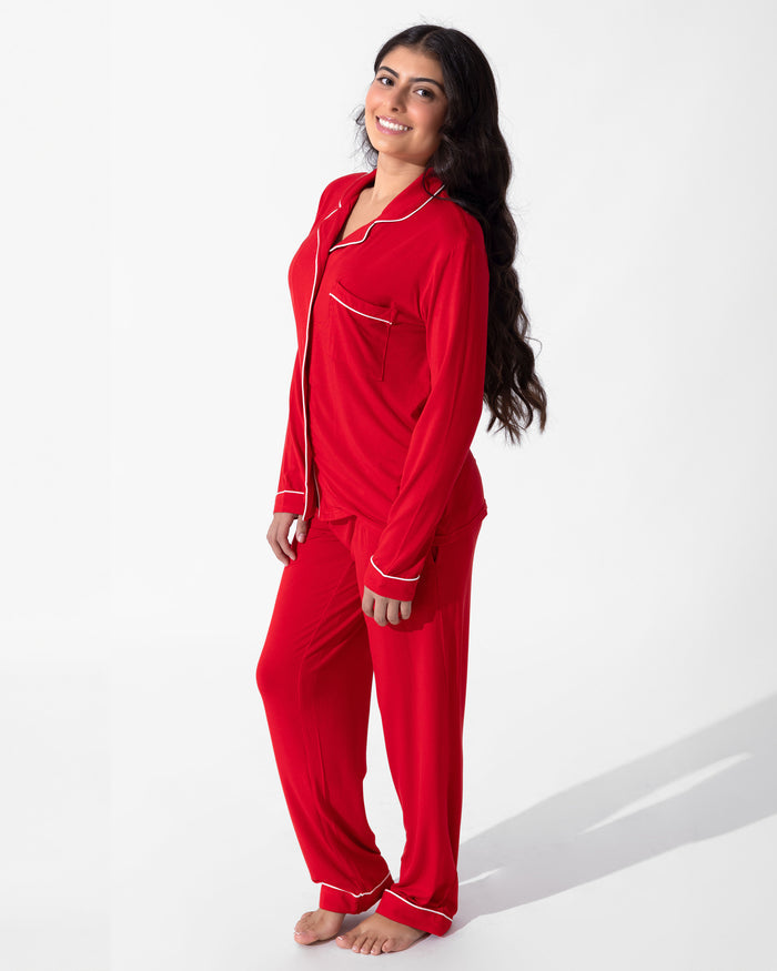 Winterberry Red Bamboo Women's Trim PJ Set
