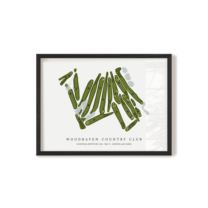 Woodhaven Country Club | Golf Course Map | Black Frame