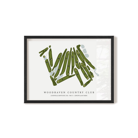Woodhaven Country Club | Golf Course Map | Black Frame