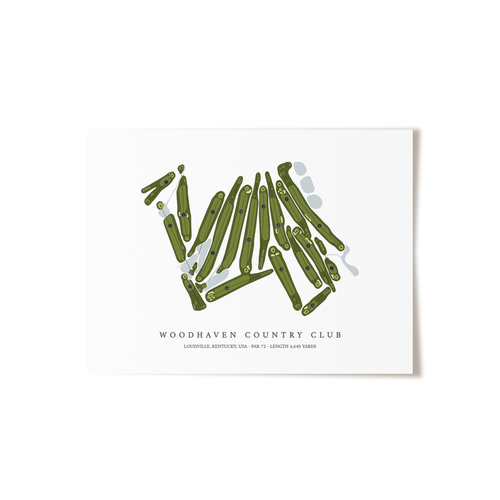Woodhaven Country Club | Golf Course Map | Unframed