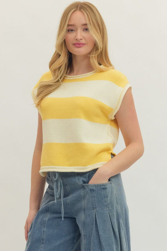 Yellow Stripe Knit Tank