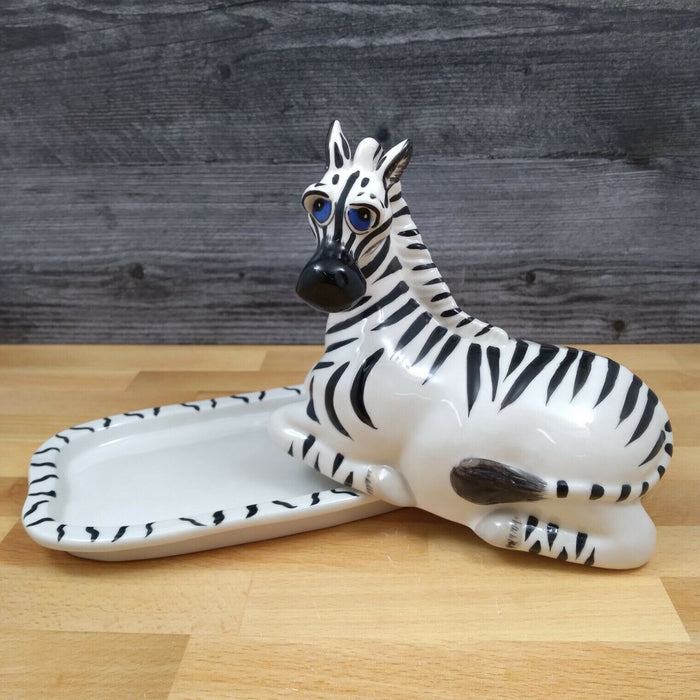 Zebra Butter Dish Ceramic by Blue Sky Lynda Corneille Kitchen Decorative