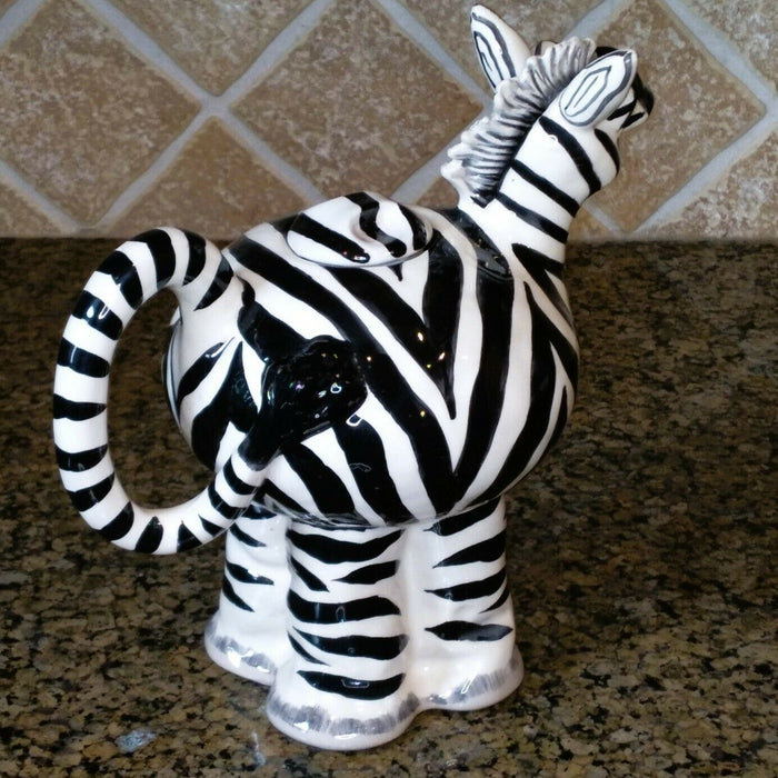 Zebra Teapot Collectible Decorative Kitchen Home Decor Blue Sky Clayworks