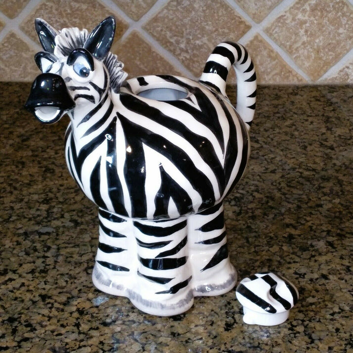 Zebra Teapot Collectible Decorative Kitchen Home Decor Blue Sky Clayworks