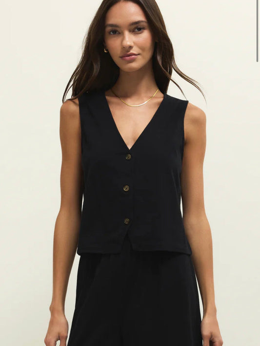 ZSUPPLY NOELLE JERSEY TOP-TRUE BLACK